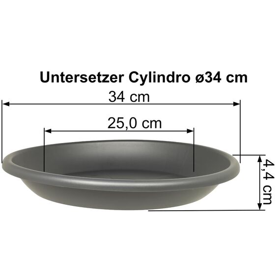MePla Blumentopf-Untersetzer für Pflanzkübel Cilindro - runder Kunststoff-Unterteller - wetterfestes Pflanzgefäß - UV-beständig - Ø 34 cm (Innen: ø 25 cm) - Anthrazit