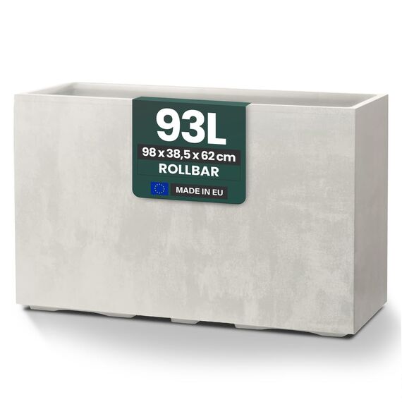 Kreher XL Pflanzkasten Millennium in verschiedenen Formaten und Farben. Tolle Naturstein Optik in Braun, Beige, Anthrazit oder Grau! Aus robustem Kunststoff! (XL Raumteiler (rechteckig) in Creme Weiß)