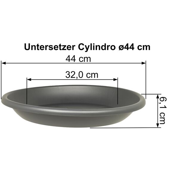 MePla Blumentopf-Untersetzer für Pflanzkübel Cilindro - runder Kunststoff-Unterteller - wetterfestes Pflanzgefäß - UV-beständig - Ø 44 cm (Innen: ø 32 cm) - Anthrazit