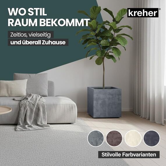Kreher XL Pflanzkasten Millennium in verschiedenen Formaten und Farben. Tolle Naturstein Optik in Braun, Beige, Anthrazit oder Grau! Aus robustem Kunststoff! (40 Liter Grau)