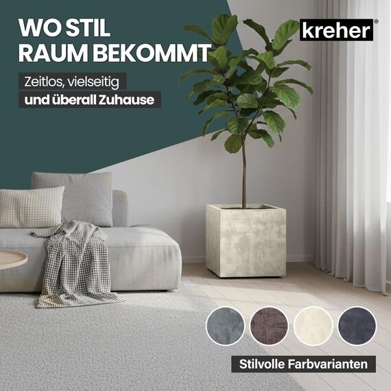 Kreher XL Pflanzkasten Millennium in verschiedenen Formaten und Farben. Tolle Naturstein Optik in Braun, Beige, Anthrazit oder Grau! Aus robustem Kunststoff! (40 Liter Beige)