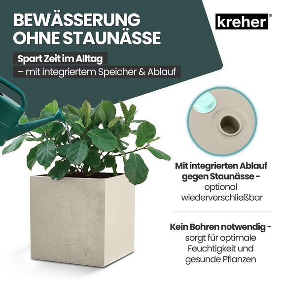 Kreher XL Pflanzkasten Millennium in verschiedenen Formaten und Farben. Tolle Naturstein Optik in Braun, Beige, Anthrazit oder Grau! Aus robustem Kunststoff! (40 Liter Beige)