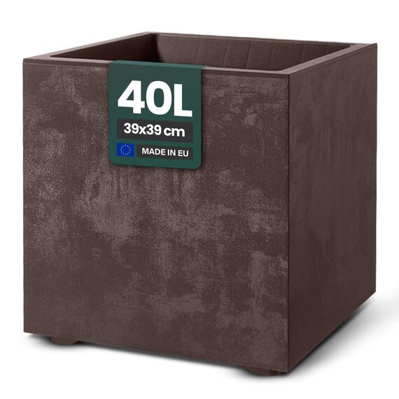 Kreher XL Pflanzkasten Millennium in verschiedenen Formaten und Farben. Tolle Naturstein Optik in Braun, Beige, Anthrazit oder Grau! Aus robustem Kunststoff! (40 Liter Braun)