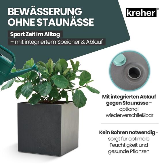 Kreher XL Pflanzkasten Millennium in verschiedenen Formaten und Farben. Tolle Naturstein Optik in Braun, Beige, Anthrazit oder Grau! Aus robustem Kunststoff! (40 Liter Anthrazit)