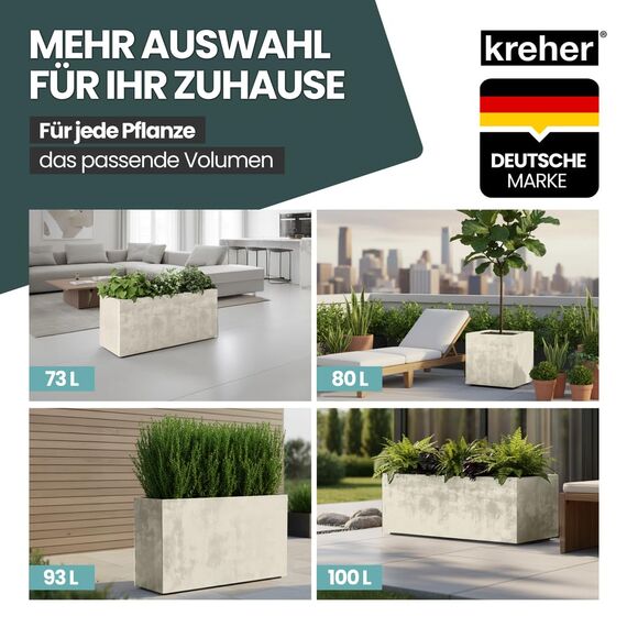 Kreher XL Pflanzkasten Millennium in verschiedenen Formaten und Farben. Tolle Naturstein Optik in Braun, Beige, Anthrazit oder Grau! Aus robustem Kunststoff! (40 Liter Beige)