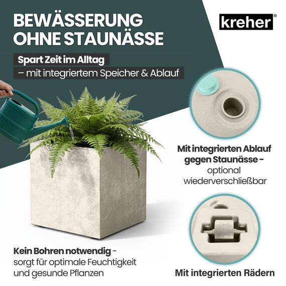 Kreher XL Pflanzkasten Millennium in verschiedenen Formaten und Farben. Tolle Naturstein Optik in Braun, Beige, Anthrazit oder Grau! Aus robustem Kunststoff! (80 Liter Beige)