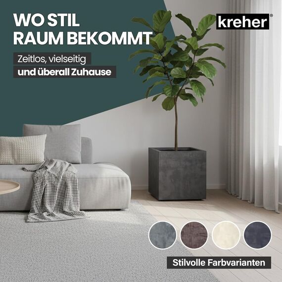 Kreher XL Pflanzkasten Millennium in verschiedenen Formaten und Farben. Tolle Naturstein Optik in Braun, Beige, Anthrazit oder Grau! Aus robustem Kunststoff! (40 Liter Anthrazit)