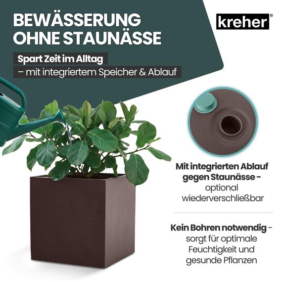 Kreher XL Pflanzkasten Millennium in verschiedenen Formaten und Farben. Tolle Naturstein Optik in Braun, Beige, Anthrazit oder Grau! Aus robustem Kunststoff! (40 Liter Braun)