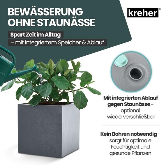 Kreher XL Pflanzkasten Millennium in verschiedenen Formaten und Farben. Tolle Naturstein Optik in Braun, Beige, Anthrazit oder Grau! Aus robustem Kunststoff! (40 Liter Grau)