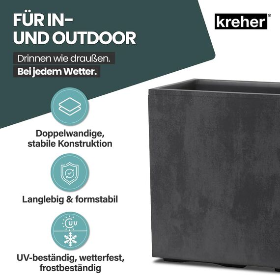 Kreher XL Pflanzkasten Millennium in verschiedenen Formaten und Farben. Tolle Naturstein Optik in Braun, Beige, Anthrazit oder Grau! Aus robustem Kunststoff! (XL Raumteiler (rechteckig) in Anthrazit)
