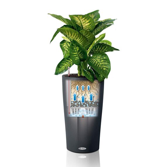 LECHUZA CILINDRO Color 23 hochwertiges Pflanzgefäß mit Erd-Bewässerungs-System, sunset orange, 23x23x41 cm