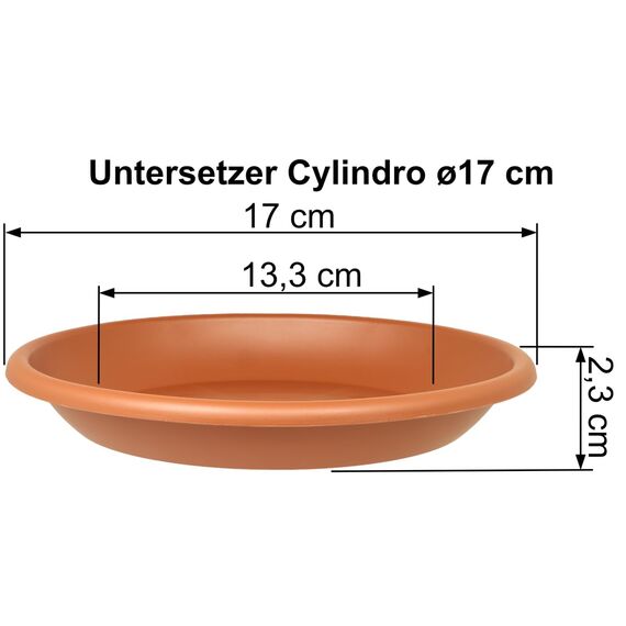 MePla Blumentopf-Untersetzer für Pflanzkübel Cilindro - runder Kunststoff-Unterteller - wetterfestes Pflanzgefäß - UV-beständig - Ø 17 cm (Innen: ø 13,3 cm) - Terracotta