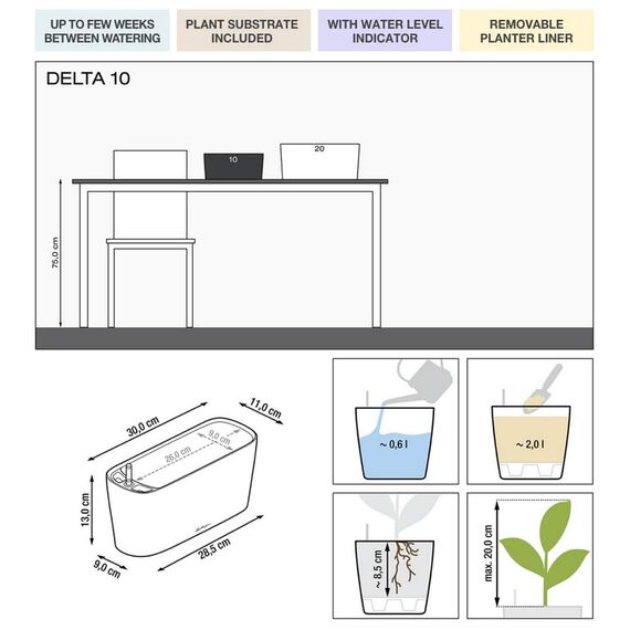 Lechuza Delta 10 - All-in-One-Set Taupe