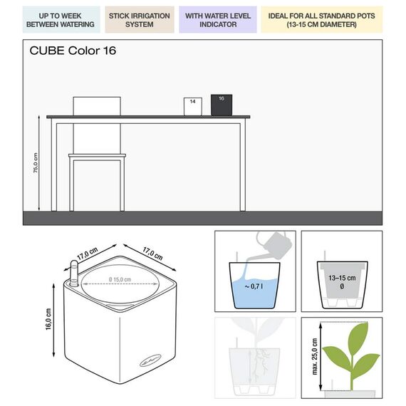LECHUZA CUBE Color 16 weiß 13580
