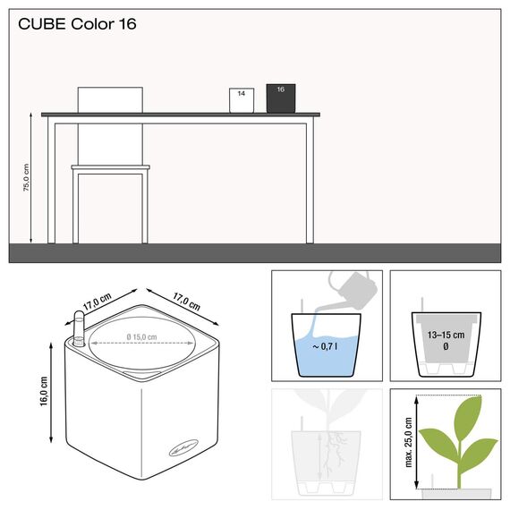 Lechuza Cube Color 16 All-in-One Set sandbraun 13488