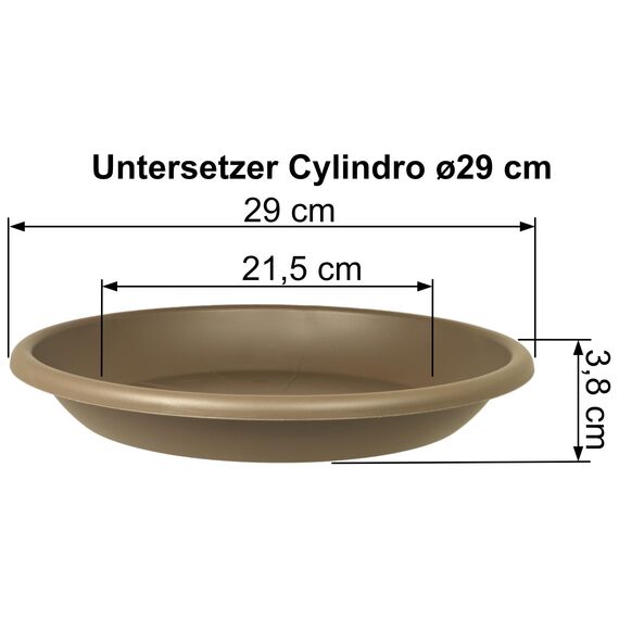 MePla Blumentopf-Untersetzer für Pflanzkübel Cilindro - runder Kunststoff-Unterteller - wetterfestes Pflanzgefäß - UV-beständig - Ø 29 cm (Innen: ø 21,5 cm) - Taupe