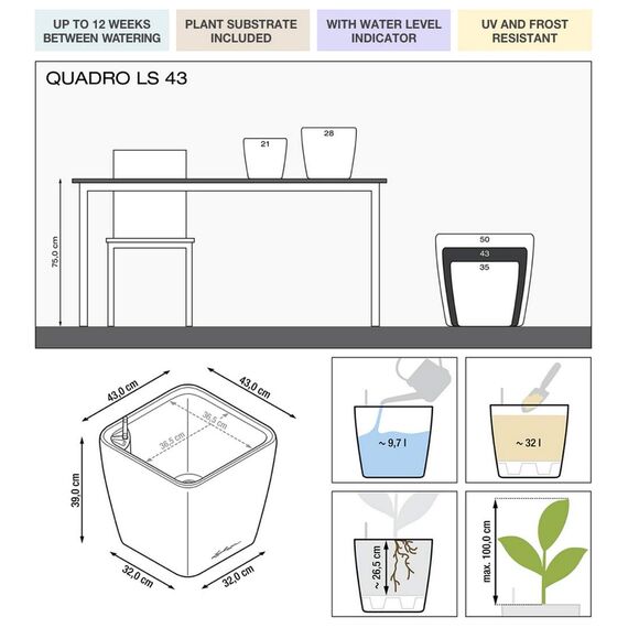 Lechuza Quadro Premium 43 LS - Komplettset Weiß