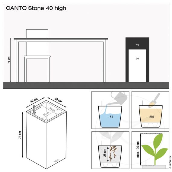 Lechuza Canto Stone 40 high Komplettset quarzweiß