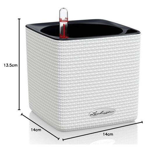 Lechuza "Cube Color 14" Pflanzgefäß mit ERD-Bewässerungs-System, Weiß, 14 x 14 x 14 cm