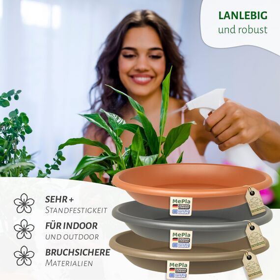 MePla Blumentopf-Untersetzer für Pflanzkübel Cilindro - runder Kunststoff-Unterteller - wetterfestes Pflanzgefäß - UV-beständig - Ø 78 cm (Innen: ø 56,8 cm) - Taupe