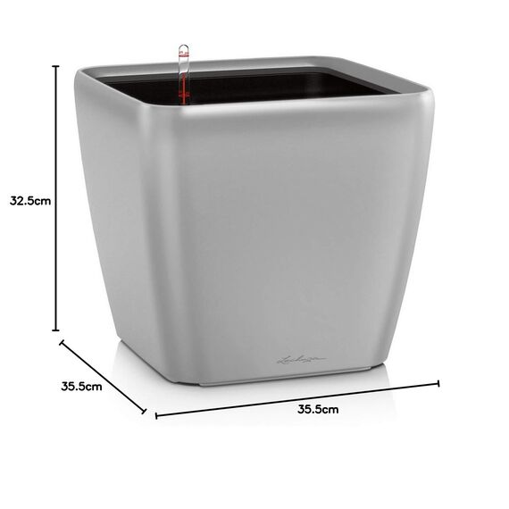 LECHUZA QUADRO Premium LS 35 silber metallic 16168
