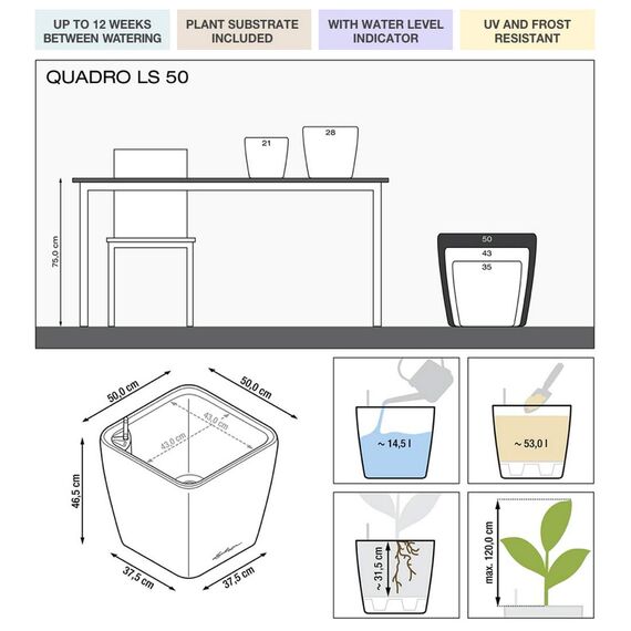 Lechuza Quadro Premium 50 LS - Komplettset Taupe