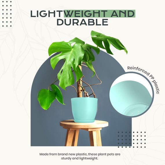 Utopia Home 10er-Pack Blumentopf 18/17/15/13/12 cm Übertopf mit Untertasse Für Küche, Balkon Blumentöpfe mit Untertasse Gartenpflanzen Sukkulenten, Baumschule Blumentopf für Zimmerpflanzen Aqua.