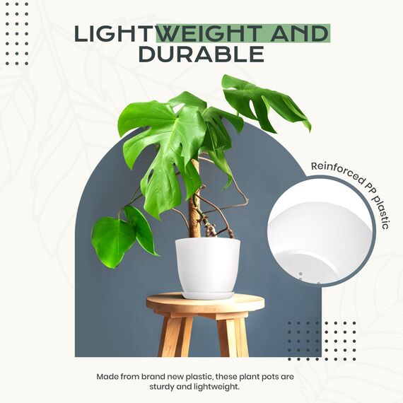 Utopia Home 10er-Pack Blumentopf 18/17/15/13/12 cm Übertopf mit Untertasse Für Küche, Balkon Blumentöpfe mit Untertasse Gartenpflanzen Sukkulenten, für Zimmerpflanzen Weiß.