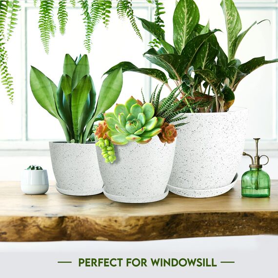 Utopia Home - Blumentöpfe für den Innenbereich mit Drainage - 7/6,6/6/5,3/4,8 Zoll Home Decor Blumentöpfe für den Innenbereich - Kunststoff-Pflanzgefäße für Zimmerpflanzen, Kakteen, Sukkulenten Topf