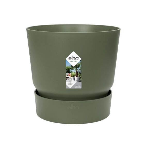 elho Greenville Rund 16 - Blumentopf für Innen und Außen - Selbstbewässerungstopf - 100% recyceltes Plastik - Ø 16.0 x H 15.3 cm - Grün/Leaf Green