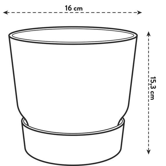 elho Greenville Rund 16 - Blumentopf für Innen und Außen - Selbstbewässerungstopf - 100% recyceltes Plastik - Ø 16.0 x H 15.3 cm - Grau/Living Beton