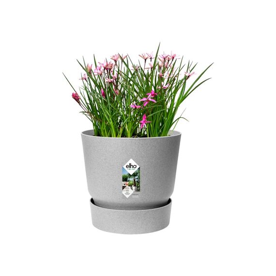 elho Greenville Rund 18 - Blumentopf für Innen und Außen - Selbstbewässerungstopf - 100% recyceltes Plastik - Ø 18.3 x H 17.4 cm - Grau/Living Beton