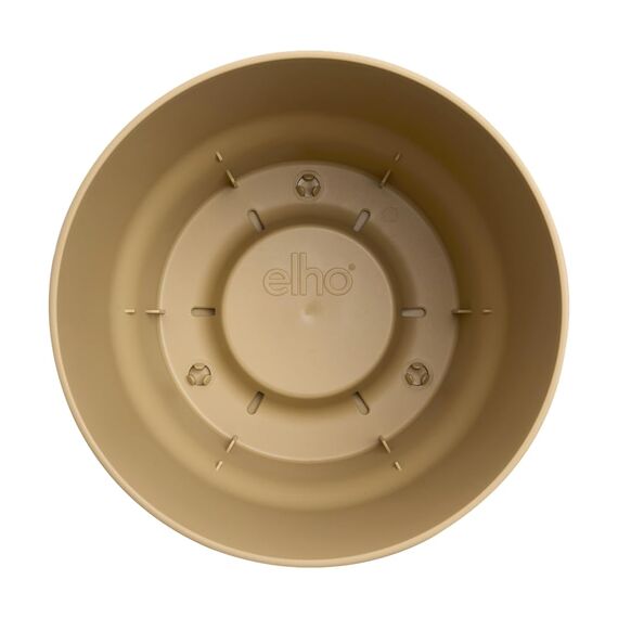 elho Greenville Rund 16 - Blumentopf für Innen und Außen - Selbstbewässerungstopf - 100% recyceltes Plastik - Ø 16.0 x H 15.3 cm - Beige/Goldener Sand