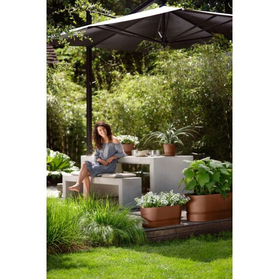 elho Greenville Rund 20 - Blumentopf für Innen und Außen - Selbstbewässerungstopf - 100% recyceltes Plastik - Ø 19.5 x H 18.4 cm - Braun/Ingwer Braun