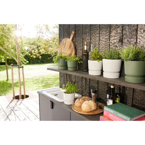 elho Greenville Rund 14 - Blumentopf für Innen und Außen - Selbstbewässerungstopf - 100% recyceltes Plastik - Ø 14.0 x H 13.4 cm - Grün/Leaf Green