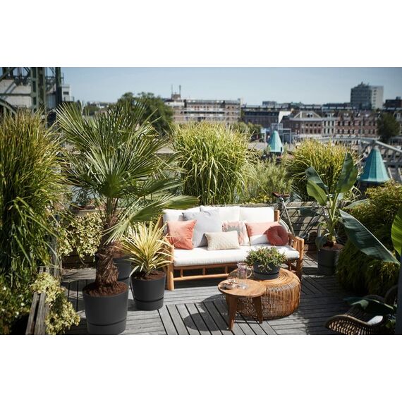 elho Greenville Rund 40 - Blumentopf für Innen und Außen - Selbstbewässerungstopf - 100% recyceltes Plastik - Ø 39.0 x H 36.8 cm - Schwarz/Living Schwarz