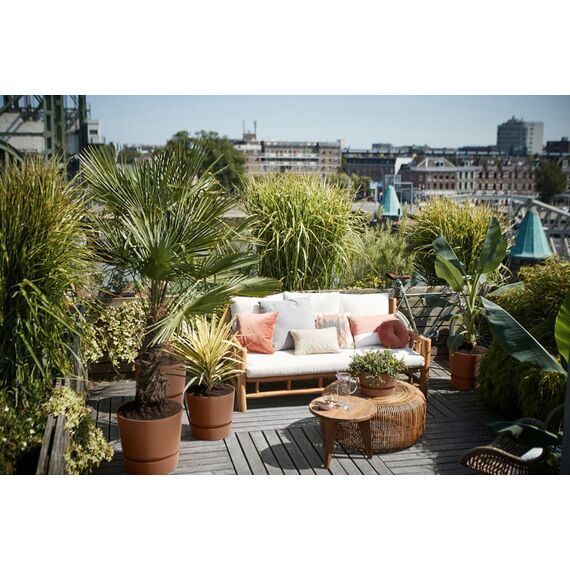 elho Greenville Rund 40 - Blumentopf für Innen und Außen - Selbstbewässerungstopf - 100% recyceltes Plastik - Ø 39.0 x H 36.8 cm - Braun/Ingwer Braun