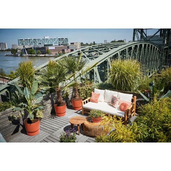 Elho Greenville Rund 40 - Blumentopf - Brique - Draußen - Ø 39 x H 36.8 cm