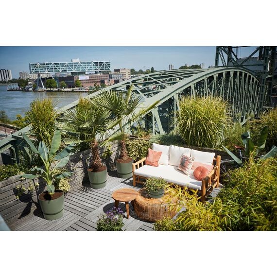 elho Greenville Rund 30 - Blumentopf für Innen und Außen - Selbstbewässerungstopf - 100% recyceltes Plastik - Ø 29.5 x H 27.8 cm - Grün/Laubgrün