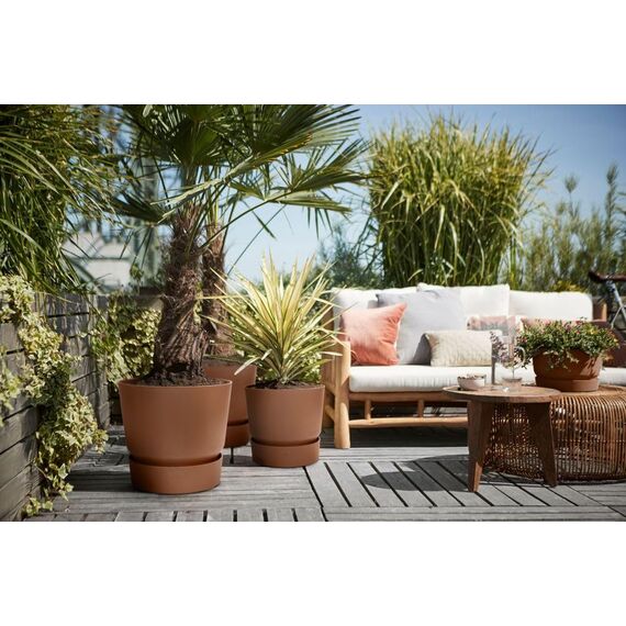 elho Greenville Rund 40 - Blumentopf für Innen und Außen - Selbstbewässerungstopf - 100% recyceltes Plastik - Ø 39.0 x H 36.8 cm - Braun/Ingwer Braun