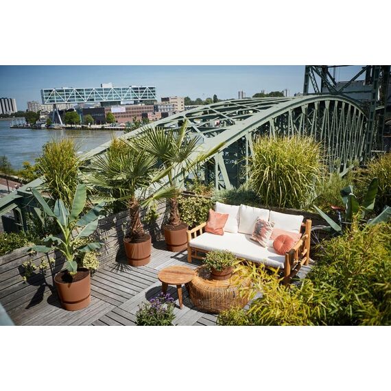 elho Greenville Rund 40 - Blumentopf für Innen und Außen - Selbstbewässerungstopf - 100% recyceltes Plastik - Ø 39.0 x H 36.8 cm - Braun/Ingwer Braun