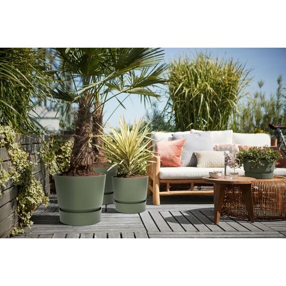 elho Greenville Rund 47 - Blumentopf für Innen und Außen - Selbstbewässerungstopf - 100% recyceltes Plastik - Ø 47.0 x H 44.0 cm - Grün/Leaf Green
