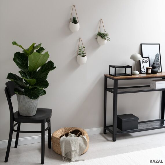 Kazai. Wandvasen -Ellie- | Hängende Keramik-Blumentöpfe 3-teilig | Wand-Deko für Zimmer, Balkon und Garten | Weiss (matt)