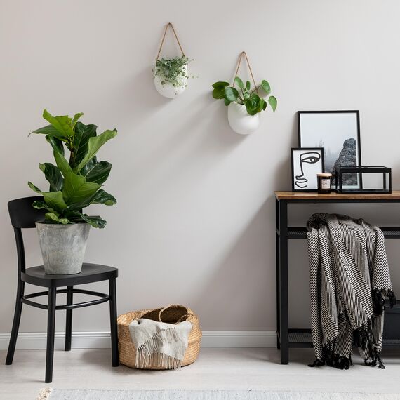 Kazai. Wandvasen -Ellie- | Hängende Keramik-Blumentöpfe 2-teilig | Wand-Deko für Zimmer, Balkon und Garten | Weiss (matt)