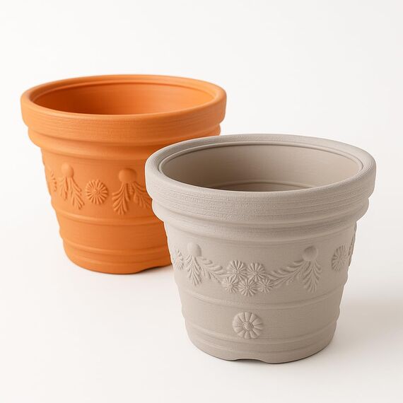 Blumentopf Pflanztopf Massiv Blumenkübel Terrakotta Mocca Kunststoff Classic Massiver konisch Untersetzer 5 Größen von rg-vertrieb für Innenräume und Gärten