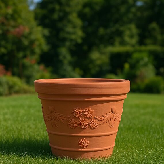 Blumentopf Pflanztopf Massiv Blumenkübel Terrakotta Mocca Kunststoff Classic Massiver konisch Untersetzer 5 Größen von rg-vertrieb für Innenräume und Gärten