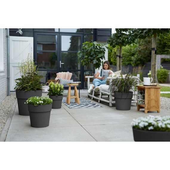 elho Vibia Straight Rund 30 - Blumentopf für Außen - Ø 29.3 x H 28.0 cm - Schwarz/Anthracite