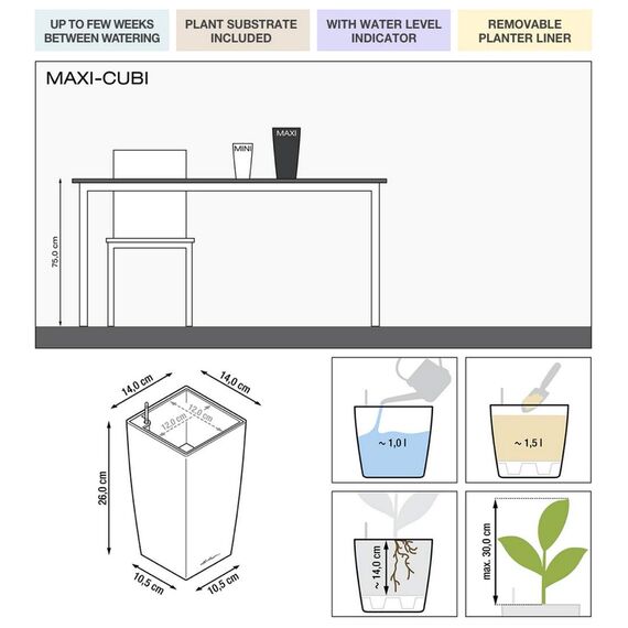 LECHUZA MAXI-CUBI weiß hochglanz 18050