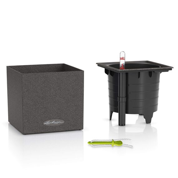 Lechuza Canto Stone 14 hochwertiger Kräuterwürfel mit Stick-Bewässerungssystem, steingrau (Packung mit 2)