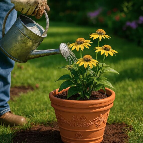 Blumentopf Pflanztopf Massiv Blumenkübel Terrakotta Mocca Untersetzer 5 Größen von rg-vertrieb